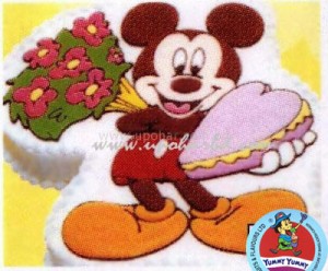 Mickey mouse with flower and greetings