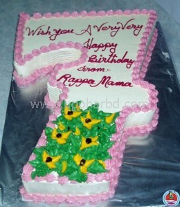 Single number shape cake with touch of green