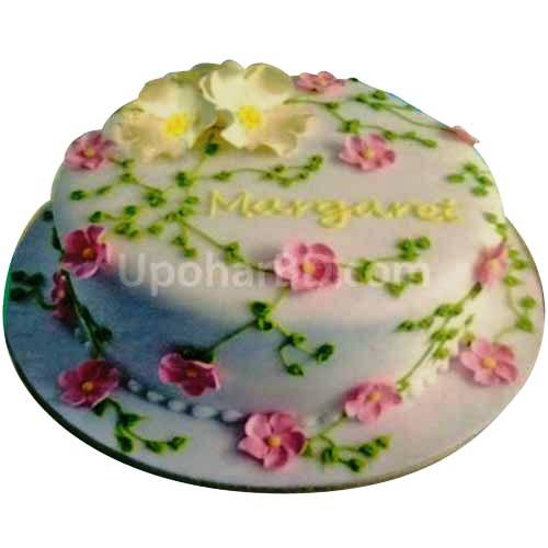Pink and White flora Cake
