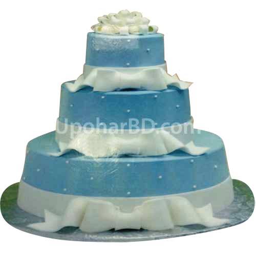 Elegant Blue cake with white Bow