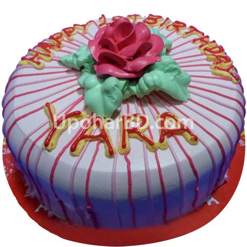 Red Flower Stripe Cake