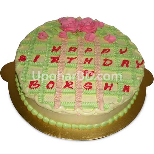 Cake with stripes and rose