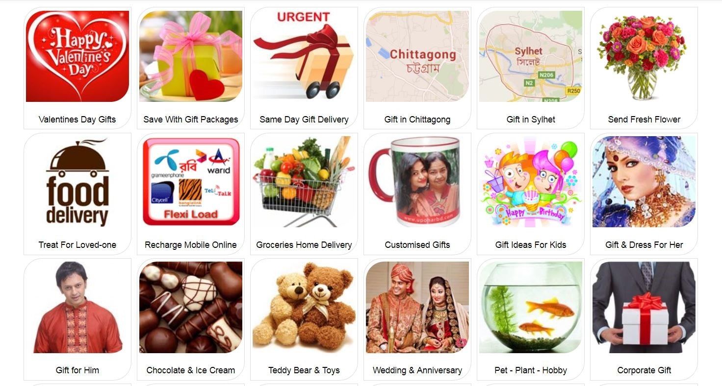 Step 2: Visit gift categories and choose gift items 