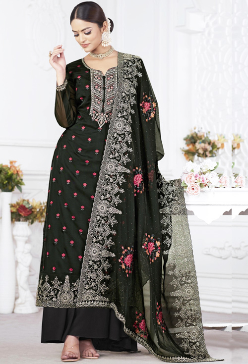 Ink Black Embroidery Suit