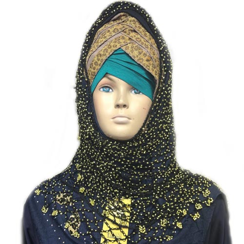 Dark blue & black hijab set