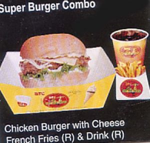 Chicken burger with cheese combo
