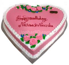 Heart shape cake with pink design