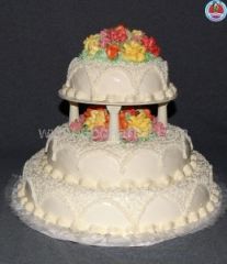 Three layer round cake with lots of colour