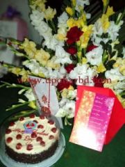 Black forest Cake + Large Flower bouquet