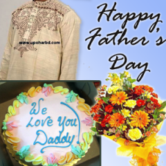 Gift for Father with Aarong Panjabi, Cake & flower