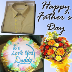 Hamper for him with shirt, cake & bouquet