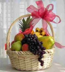 Fruit basket with papaya and pineapple