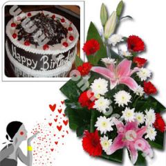 Gift with Coopers cake and exclusive bouquet