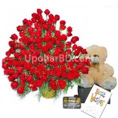 Gift package with massive 200 rose bouquet for Sylhet