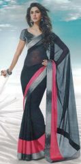 Butik and blue chumki velvet work on simar silk sharee
