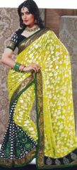 Allover boutiques work on feather and biscus combination sharee
