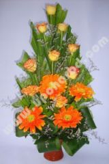 Peach roses and gerbera
