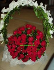 Basket with 50 red roses