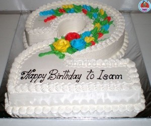 Number shape cake with colourful design