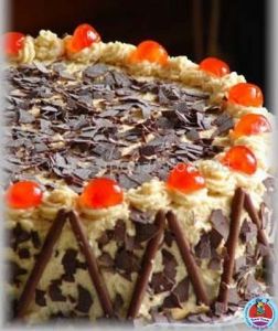 Cake with cherry and blackforest flavour