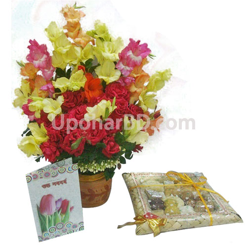 Bonoful sweets with flowers for boishakh