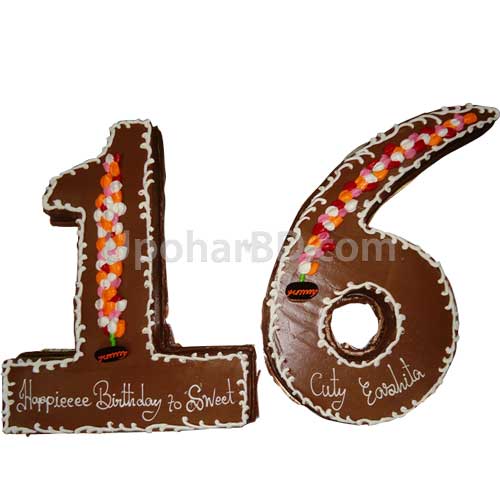 Chocolate flavour special shape cake with two numbers