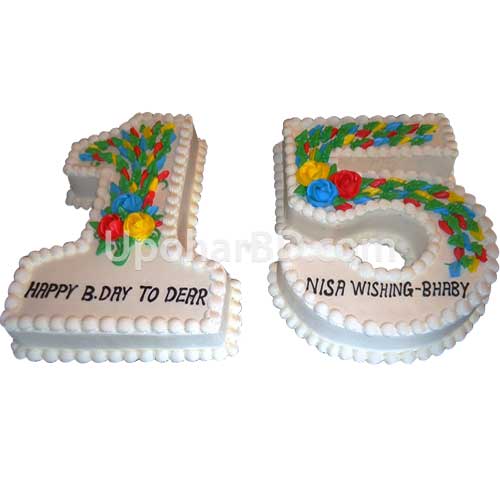 Vanilla flavour special shape cake with two numbers