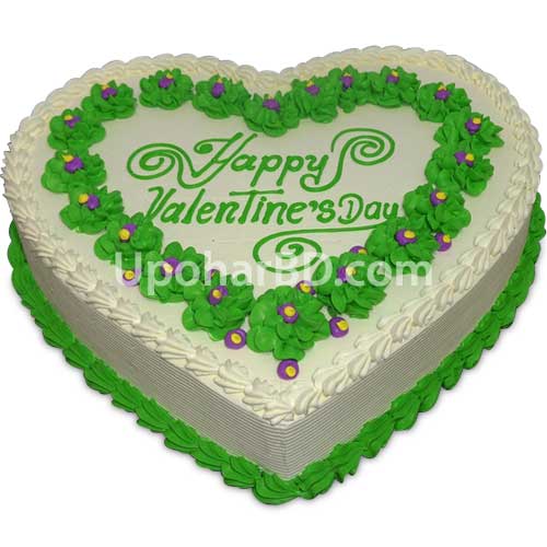 Heart shape cake with green design