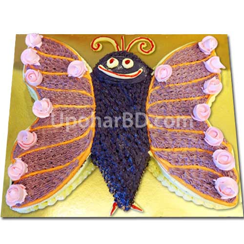 Purple butterfly shaped cake