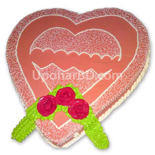 Heart shaped delicious pink cake