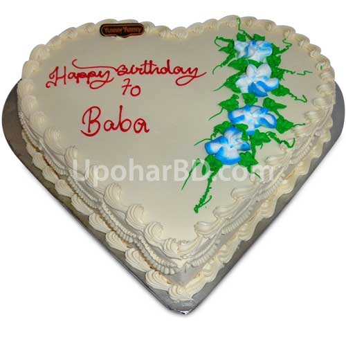 Heart shape cake with blue flowers