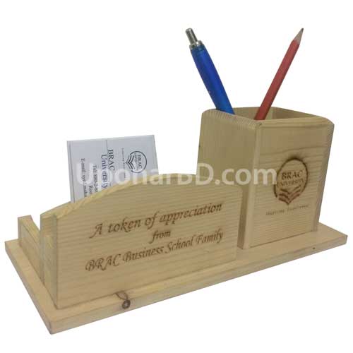 Wooden Pen and Card Holder