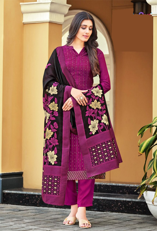 Deep Magenta Color Designer Party Suit