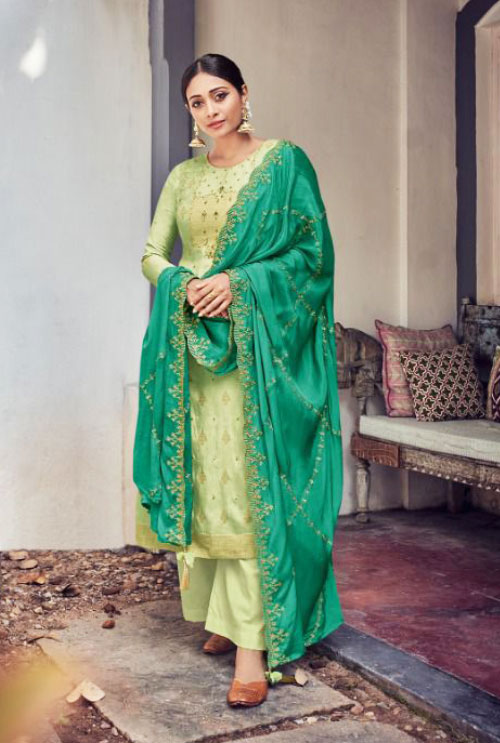 Lime Color Deepsy Hand Work Embroidered Suit