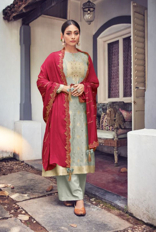 Harbor Gray Color Deepsy Hand Work Embroidered Suit