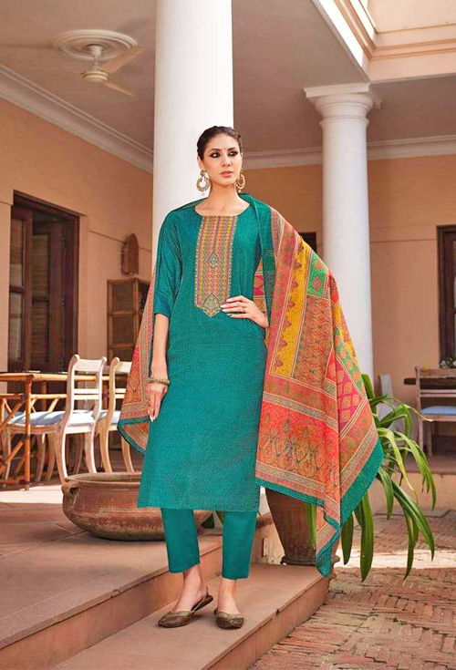 Green Color Embroidered Salwar Kameez Near Me Pearl Forest Green