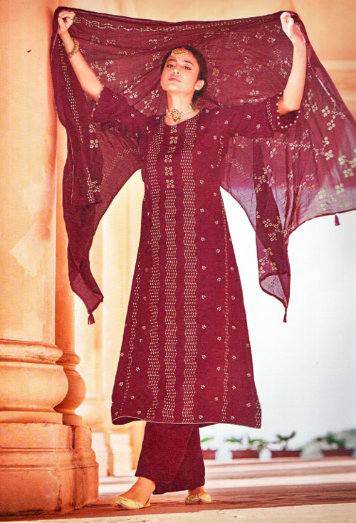 Light Maroon Color Three Piece
