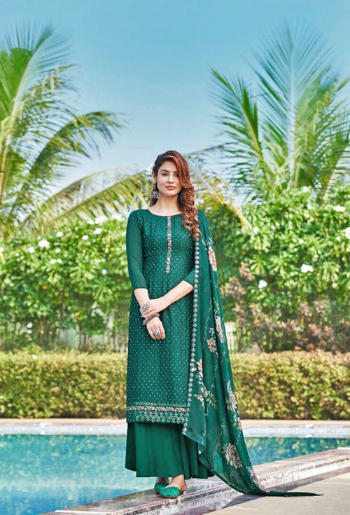 Sacramento Green Color Embroidery Suit