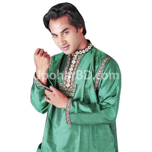 ND silk panjabi with green touch