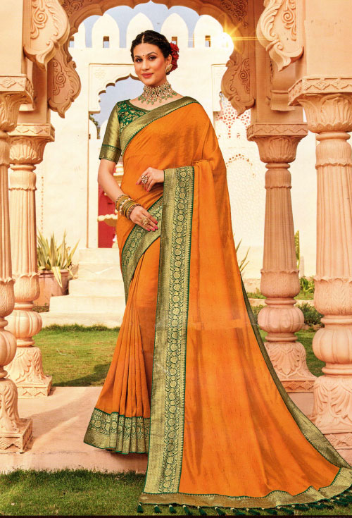 Bold Yellow Fancy Saree
