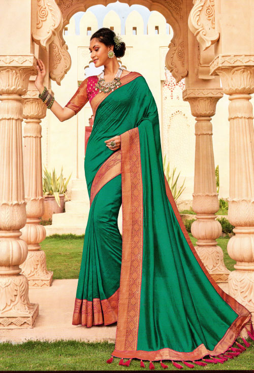 Dark-Turquoise Fancy Saree