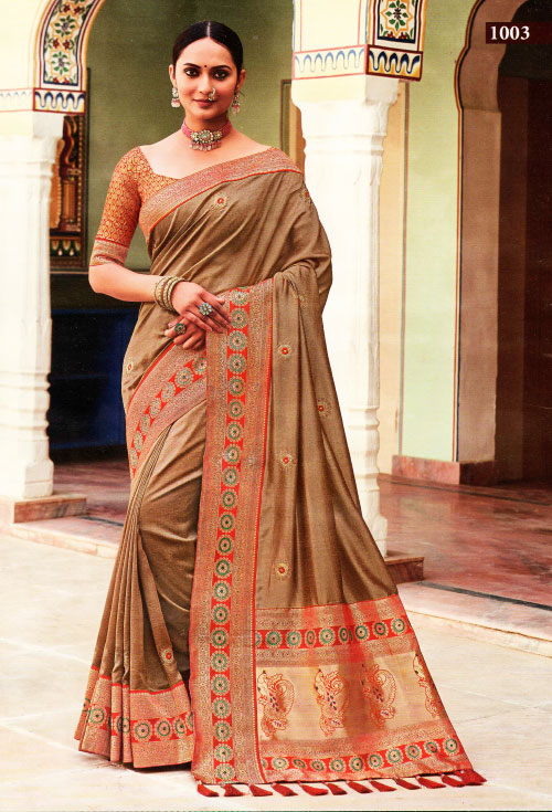 Tortilla-brown Fancy Party Saree