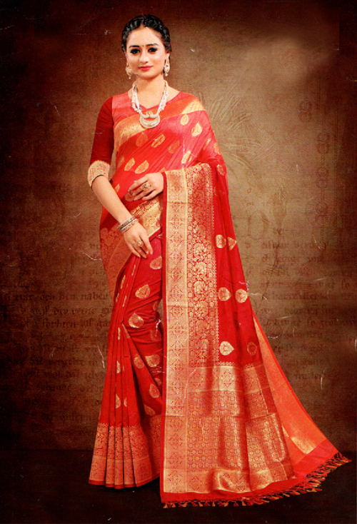 Crimson Banarasi Silk Saree