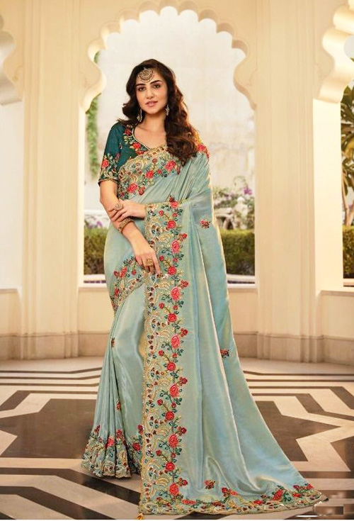 Spun Sugar Color Party wear Designer Saree