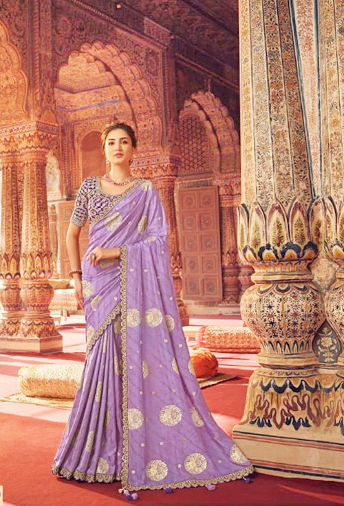 Mauve Color Party wear Designer Saree