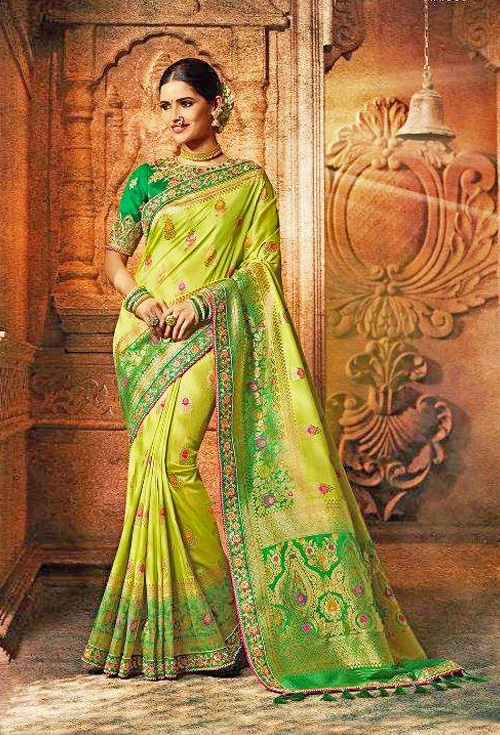 Light Green Color Designer Saree