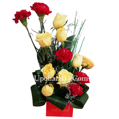 Carnation with yellow roses