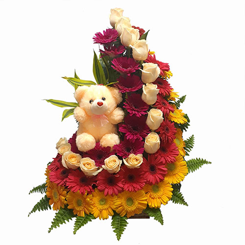 Mix Flower with Mini Teddy