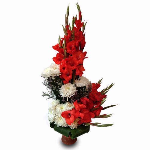 Red and White Mix Flower Vase