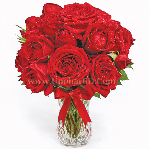 Red haven - roses in a vase